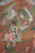 Pastel on paper. Ballet dancer. Unsigned. Framed and glazed. H.47 W.33cm.