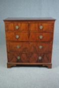 Chest of drawers, early Georgian figured walnut with a crossbanded top. H.102 W.97 D.48cm.