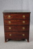 Chest of drawers, Georgian mahogany. With later plate glass protective top. H.93 W.75 D.42cm.