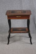 Vanity work table, 19th century French Napoleon III, walnut and satinwood marquetry inlay with it'