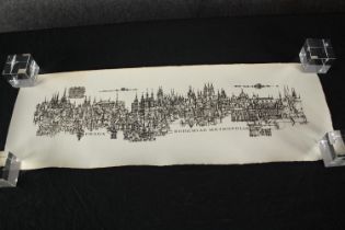 Prague. Boaheamia Metropolatis. Lithograph signed in the plate by the the artist and dated 1969.