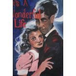 Gouache on board 'It's a Wonderful Life'. H.45 W.35cm.