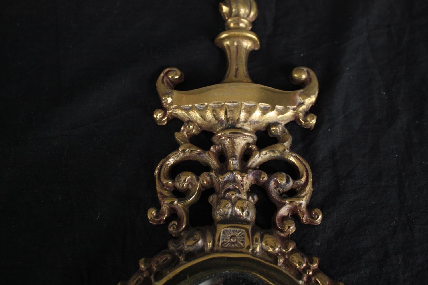 A pair of brass mirrored sconces with two branch candle holders. H.59cm. (each) - Image 6 of 7
