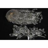 A collection of glass chandelier parts. L.36cm. (main part)