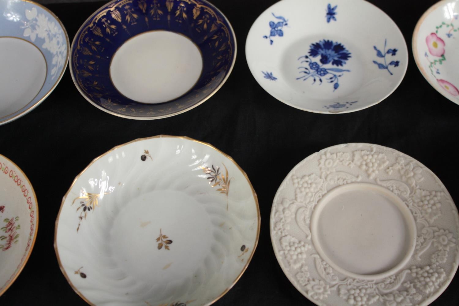 An assortment of 19th century hand painted saucers and side plates, including a dish with Chinese - Image 3 of 8