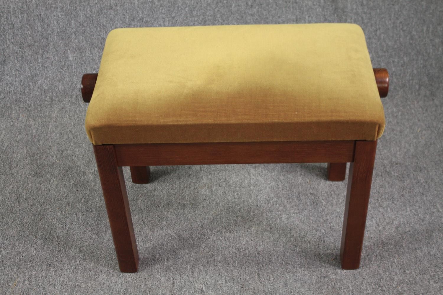 Piano stool, contemporary with adjustable seat. H.50 W.66 D.35cm.