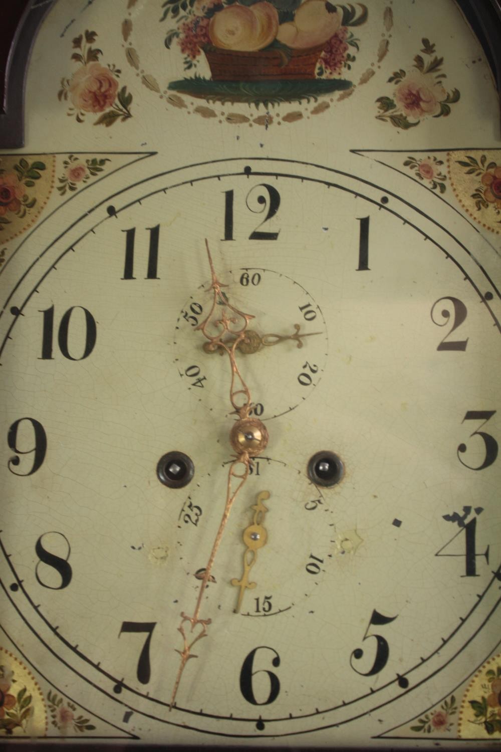 Longcase clock, Georgian mahogany and crossbanded case with satinwood string inlay, painted face and - Image 3 of 11