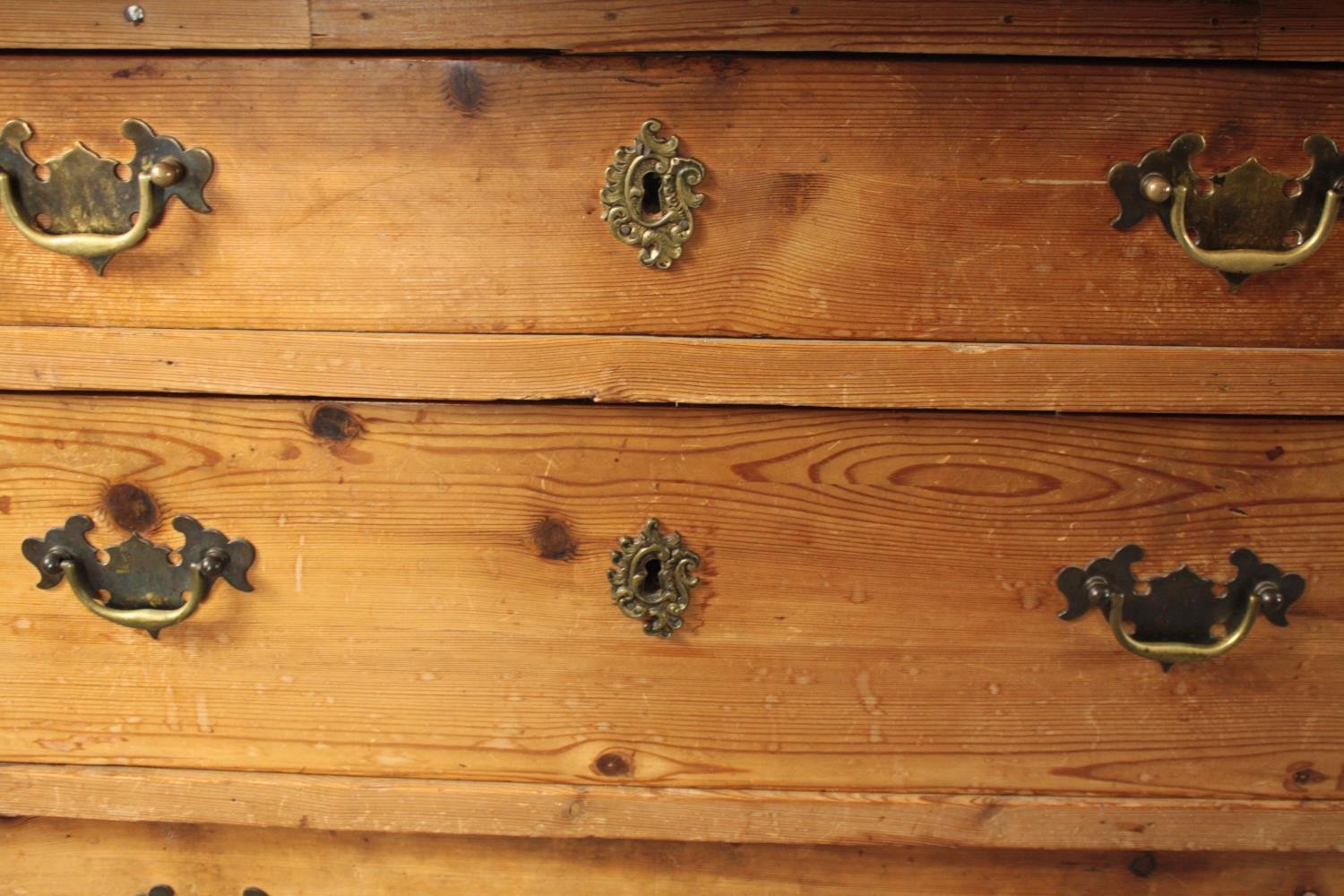 A 19th century pine chest fitted with plate rack. H.162 W.101 D.53cm. - Image 6 of 6