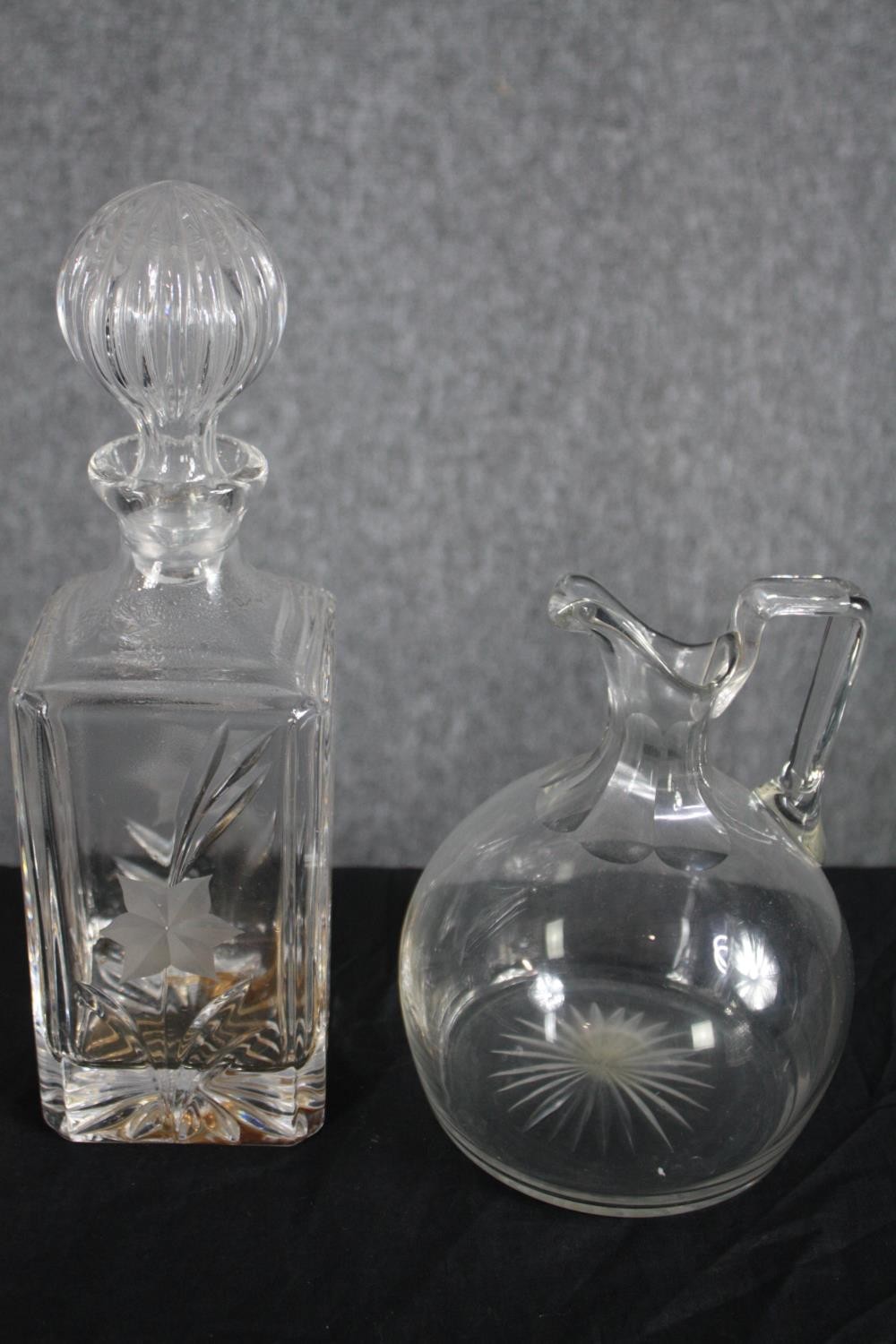 A collection of five 19th and early 20th century decanters and a wine jug. All decanters are - Image 4 of 4