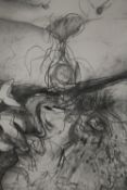 Karen Caldicott. Pencil on paper. Signed and titled 'Foetal Contemplation' on the back. Framed and