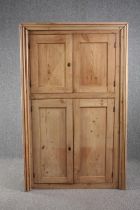 Corner cabinet, 19th century pine floor standing. H.185 W.113 D.57cm.