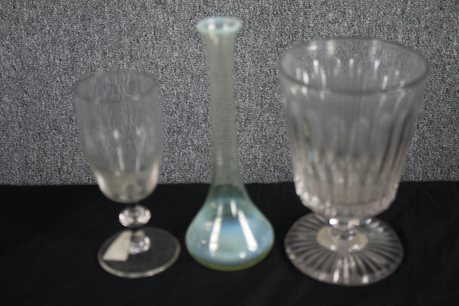 A assortment of 19th century glassware including decanters with their stoppers, glasses, rummers and - Image 5 of 6