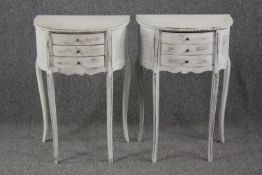 Bedside cabinets, Louis XV style distressed painted. H.72 W.48 D.30cm.