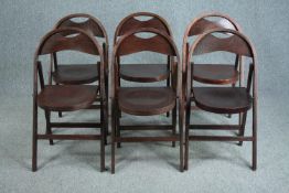 A set of six folding chairs from the Festival of Britain (1951), each stamped to the underside.