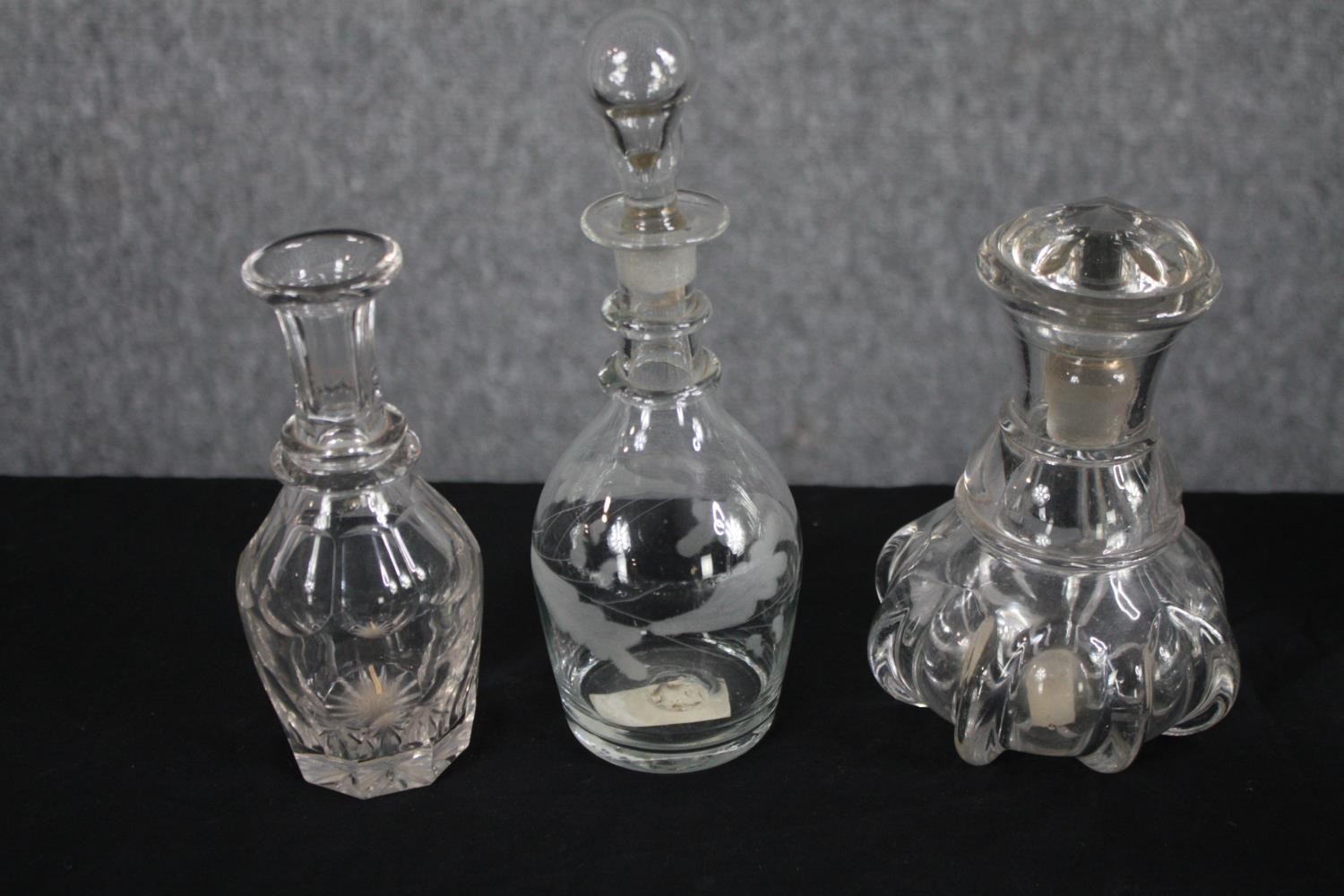 A assortment of 19th century glassware including decanters with their stoppers, glasses, rummers and - Image 4 of 6