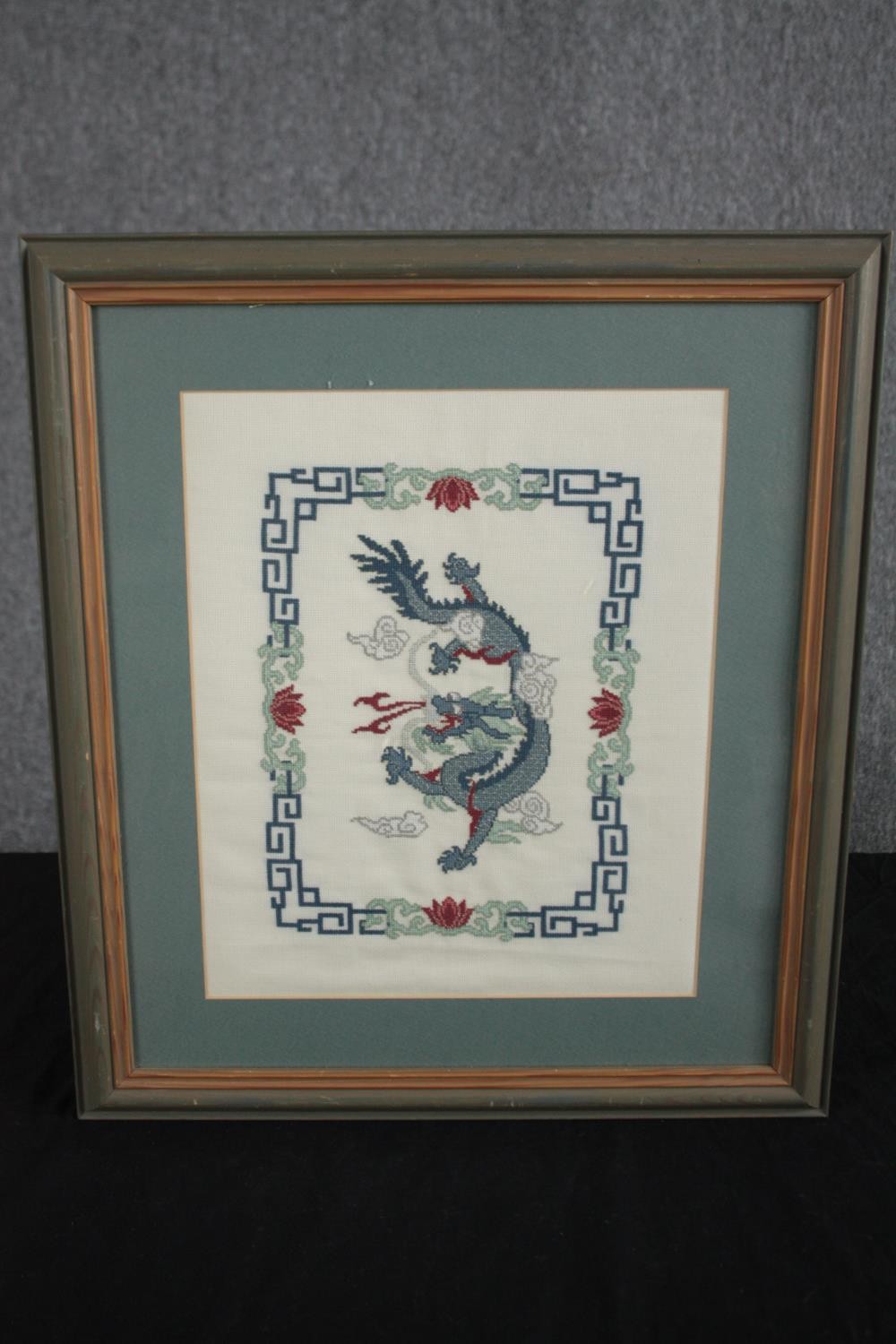 Needlework. Embroidery panel. Unsigned. Framed and glazed. H.54 W.47cm. - Image 2 of 3