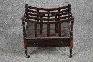 Canterbury or magazine rack, 19th century mahogany. H.50 W.55 D.38cm.