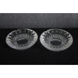 Irish Waterford crystal. A matching pair of crystal ashtrays. Dia.18cm. (each)Dia.18cm. (each)