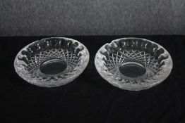 Irish Waterford crystal. A matching pair of crystal ashtrays. Dia.18cm. (each)Dia.18cm. (each)
