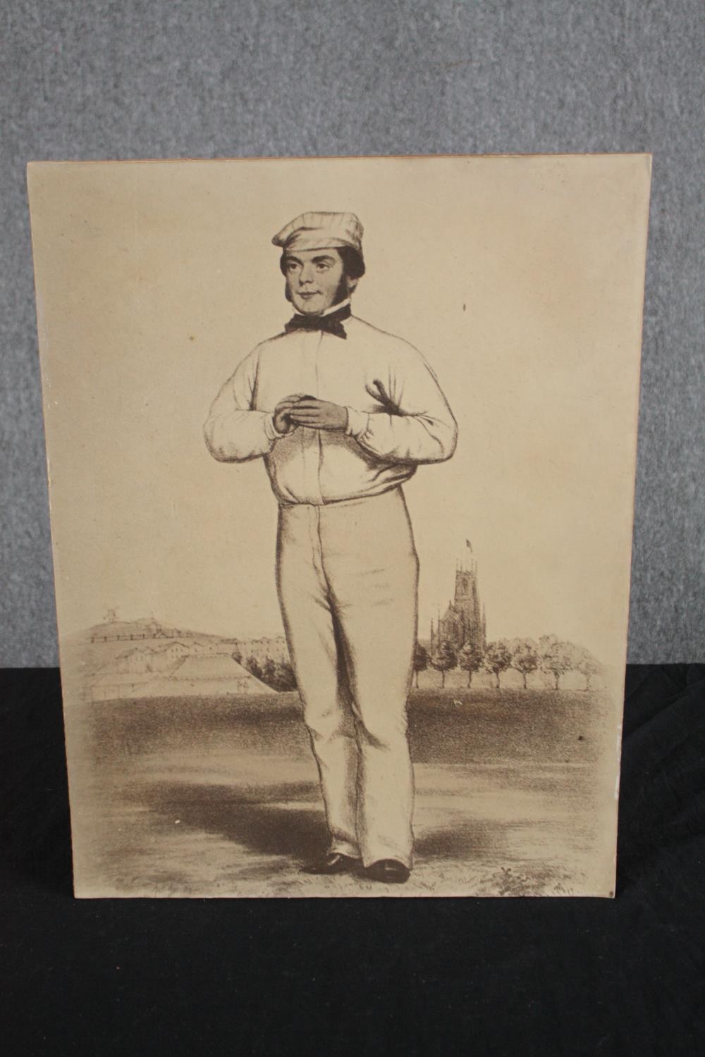 Lithograph. A portrait of the cricketer John Wisden who is best for launching Wisden Cricketers' - Image 2 of 4