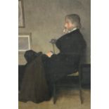 A print of Whistler's portrait of the Scottish writer and art historian Thomas Carlyle. Framed and
