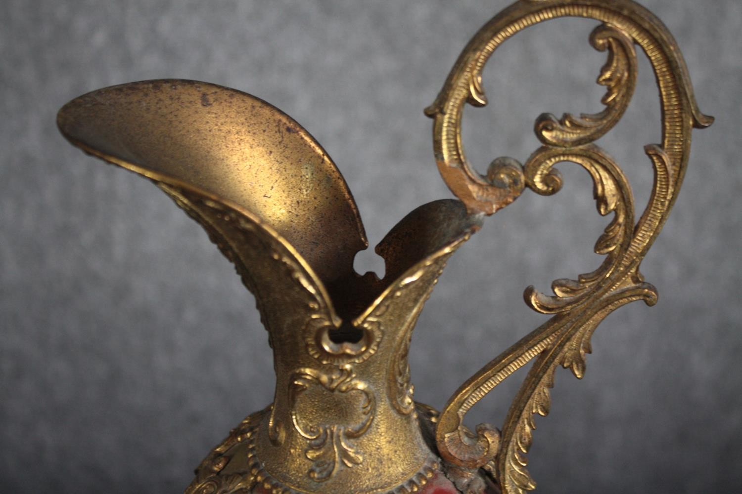 Two brass and porcelain ewers. Sealed and intended for decorative purposes only. H.50cm. (largest) - Image 6 of 7