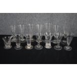 A collection of fourteen 19th and early 20th century cordial, posset and jelly glasses, some with