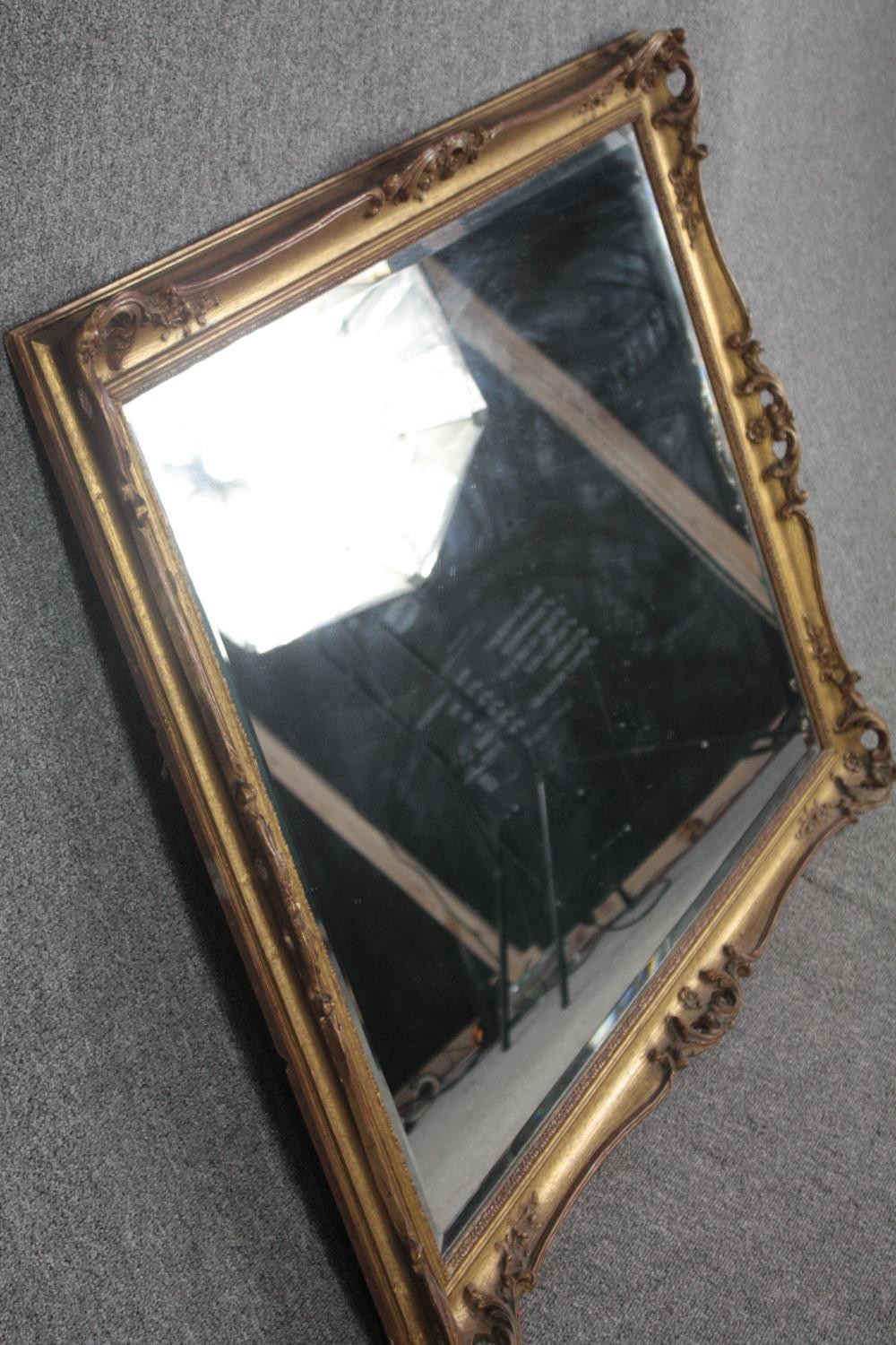 Two wall mirrors, gilt foliate with rectangular bevelled plate and a vintage circular mirror. H.92 - Image 3 of 8