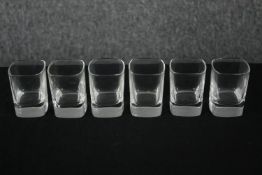 Strauss Glassware. Six blown crystal shot glasses. Boxed. H.7 W.15 D.10cm.