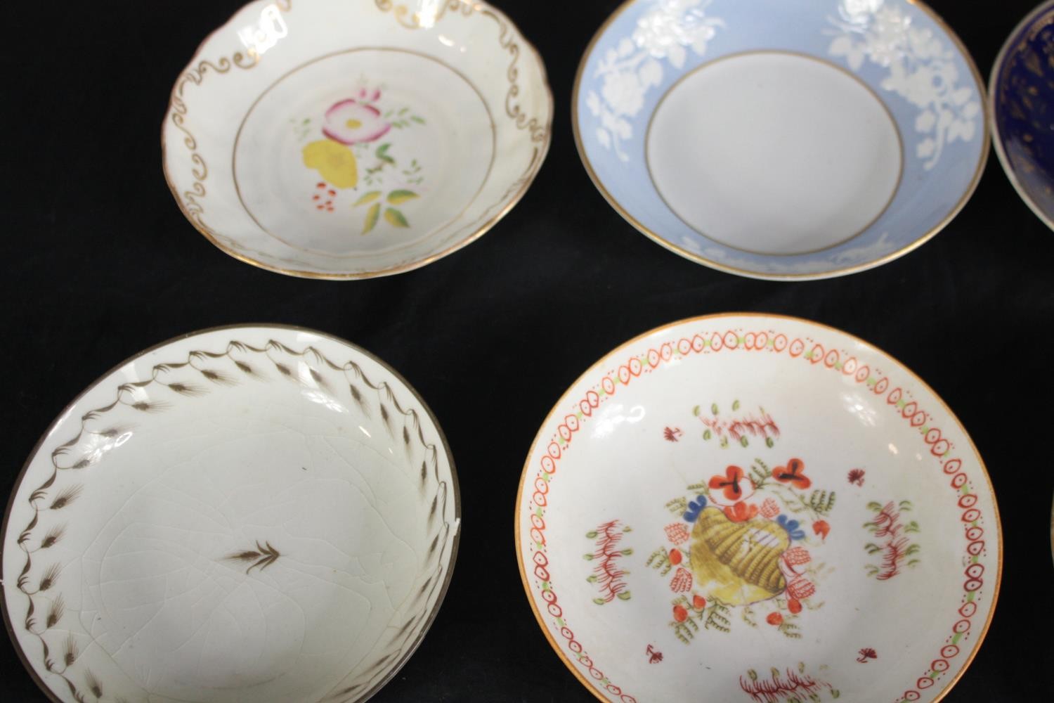 An assortment of 19th century hand painted saucers and side plates, including a dish with Chinese - Image 2 of 8