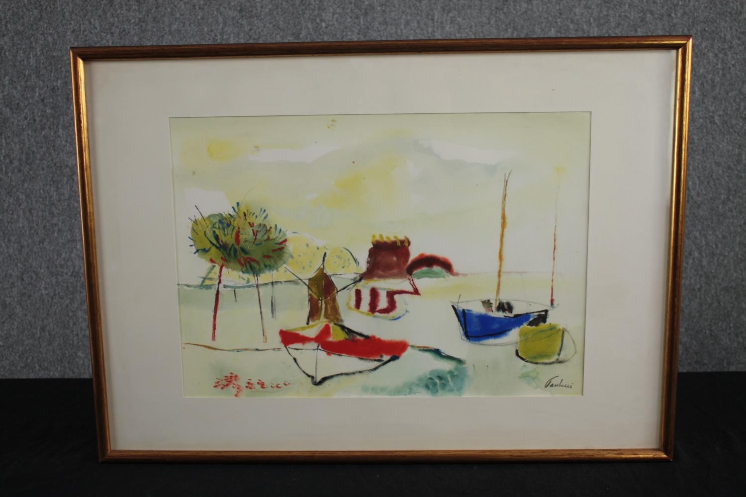 Enrico Paulucci (Italian. 1901-1999). Watercolour signed lower right. Framed and glazed. H.50 W. - Image 2 of 4