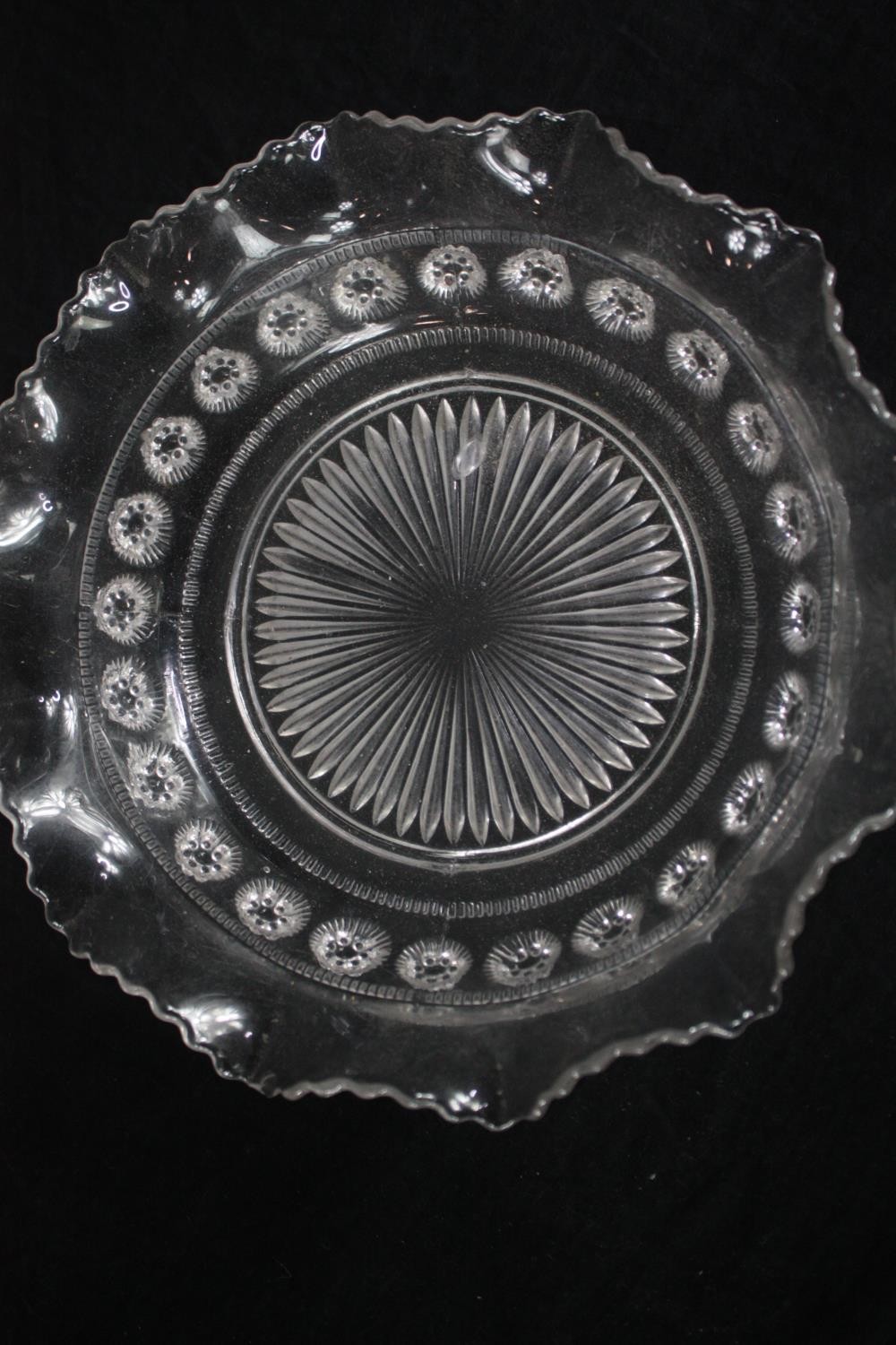 Seven glass bowls with etched decoration. Dia.28cm. (largest) - Image 5 of 6