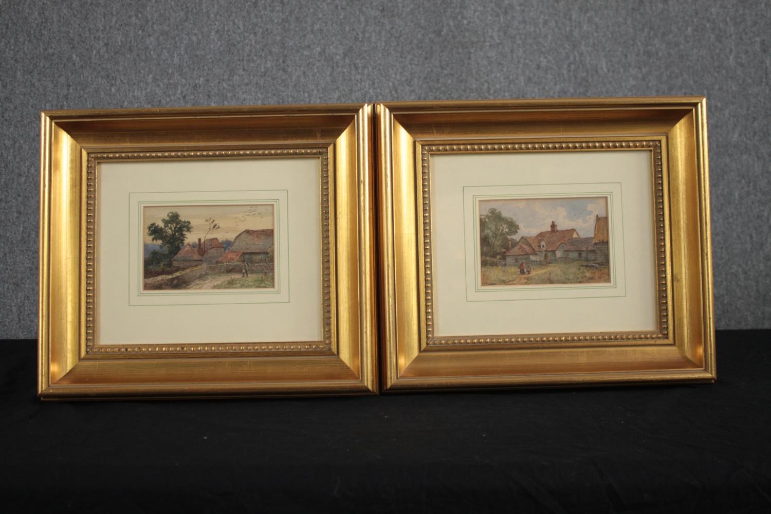 A pair of watercolours. Signed indistinctly but both by the same hand. Framed and glazed. H.33 W.