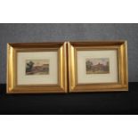 A pair of watercolours. Signed indistinctly but both by the same hand. Framed and glazed. H.33 W.