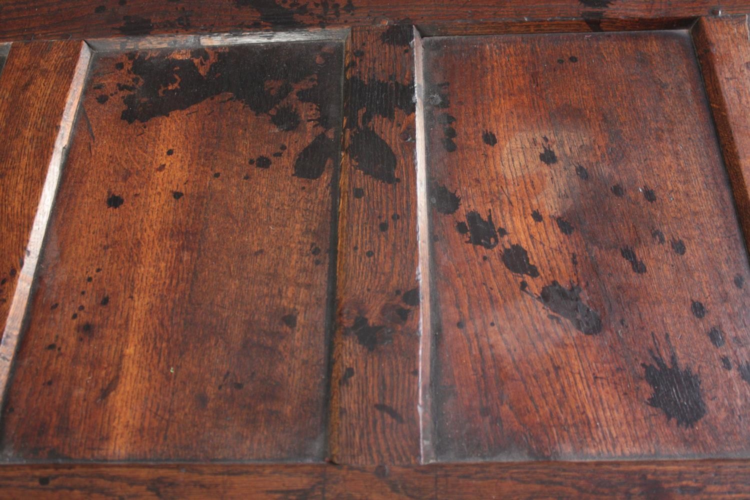 Coffer, late 17th century or early 18th century lozenge carved oak panels on stile supports. H.69 - Image 7 of 7