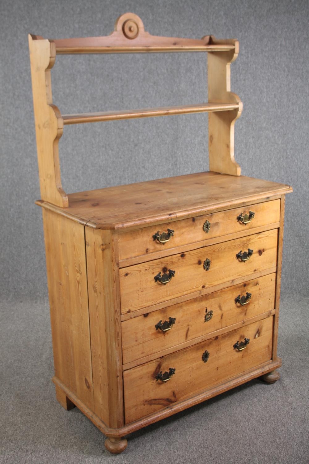 A 19th century pine chest fitted with plate rack. H.162 W.101 D.53cm. - Image 2 of 6