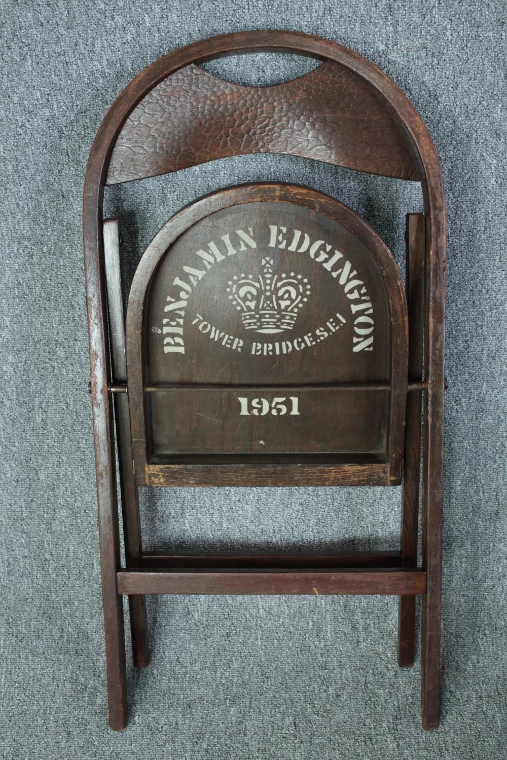 A set of six folding chairs from the Festival of Britain (1951), each stamped to the underside. - Image 2 of 6