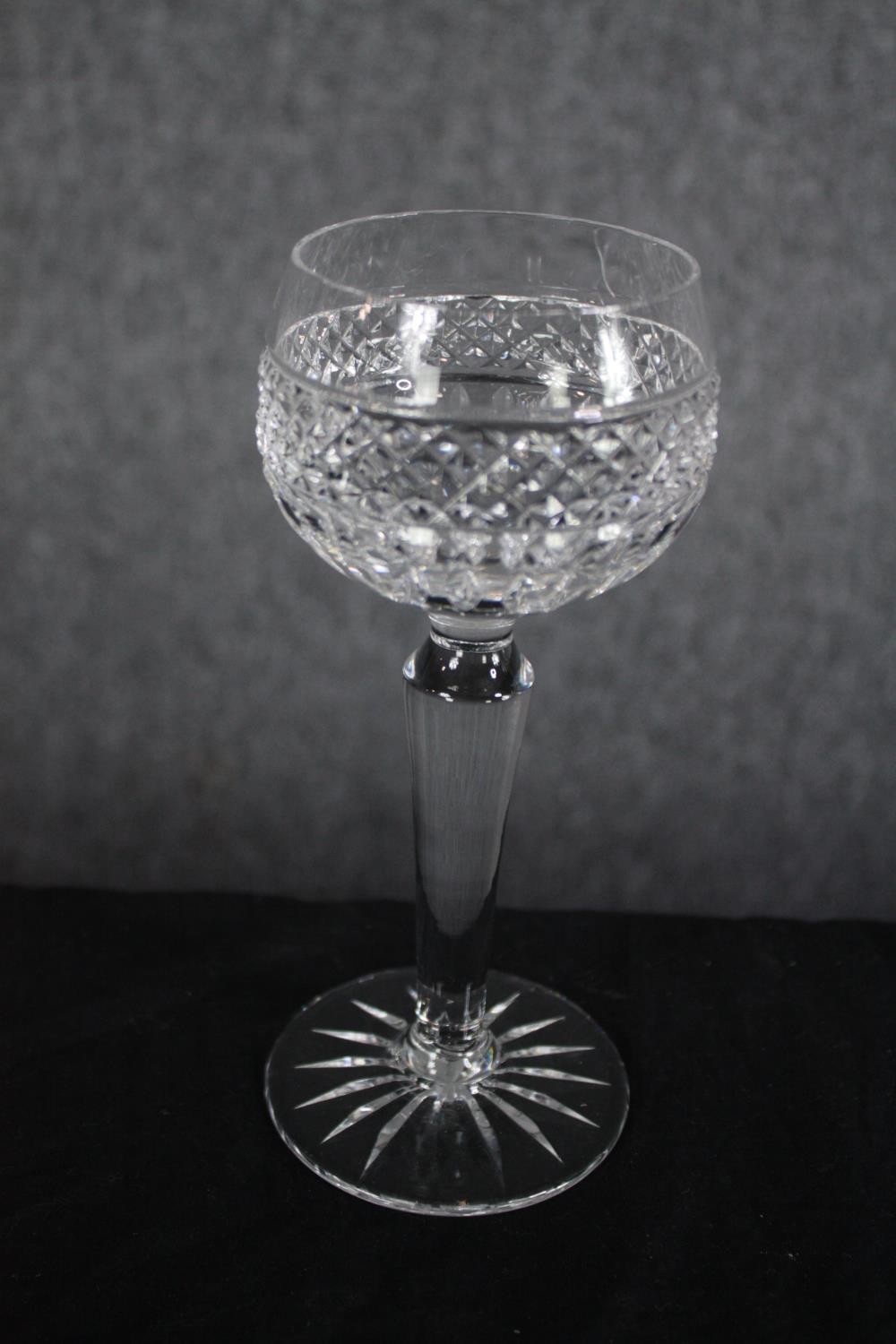 A set of six clear crystal Hock glasses. H.19cm. (each) - Image 2 of 3