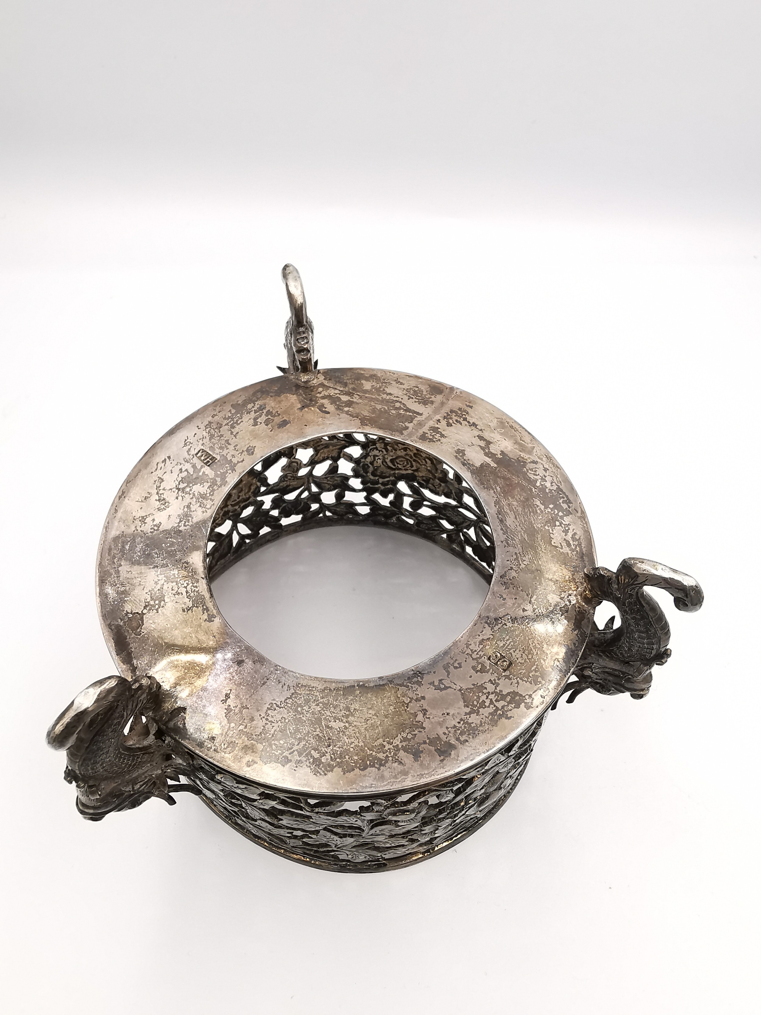 An early 20th century Chinese carved and pierced silver bottle coaster by Wang Hing, decorated - Image 5 of 8