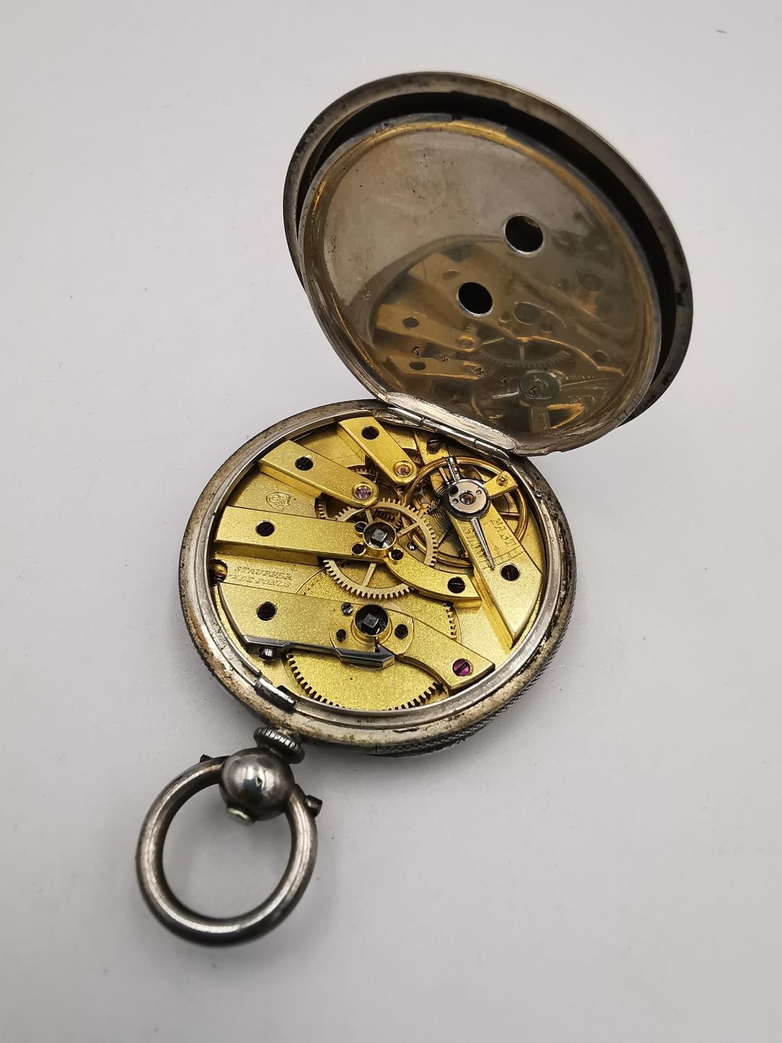 A 19th century Swiss fine silver ladies pocket watch with carved silver and gold foliate and - Image 3 of 7