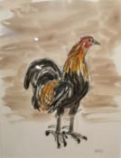 Sir Kyffin Williams, RA, British, (1918 - 2006), watercolour and pencil on paper of a rooster,