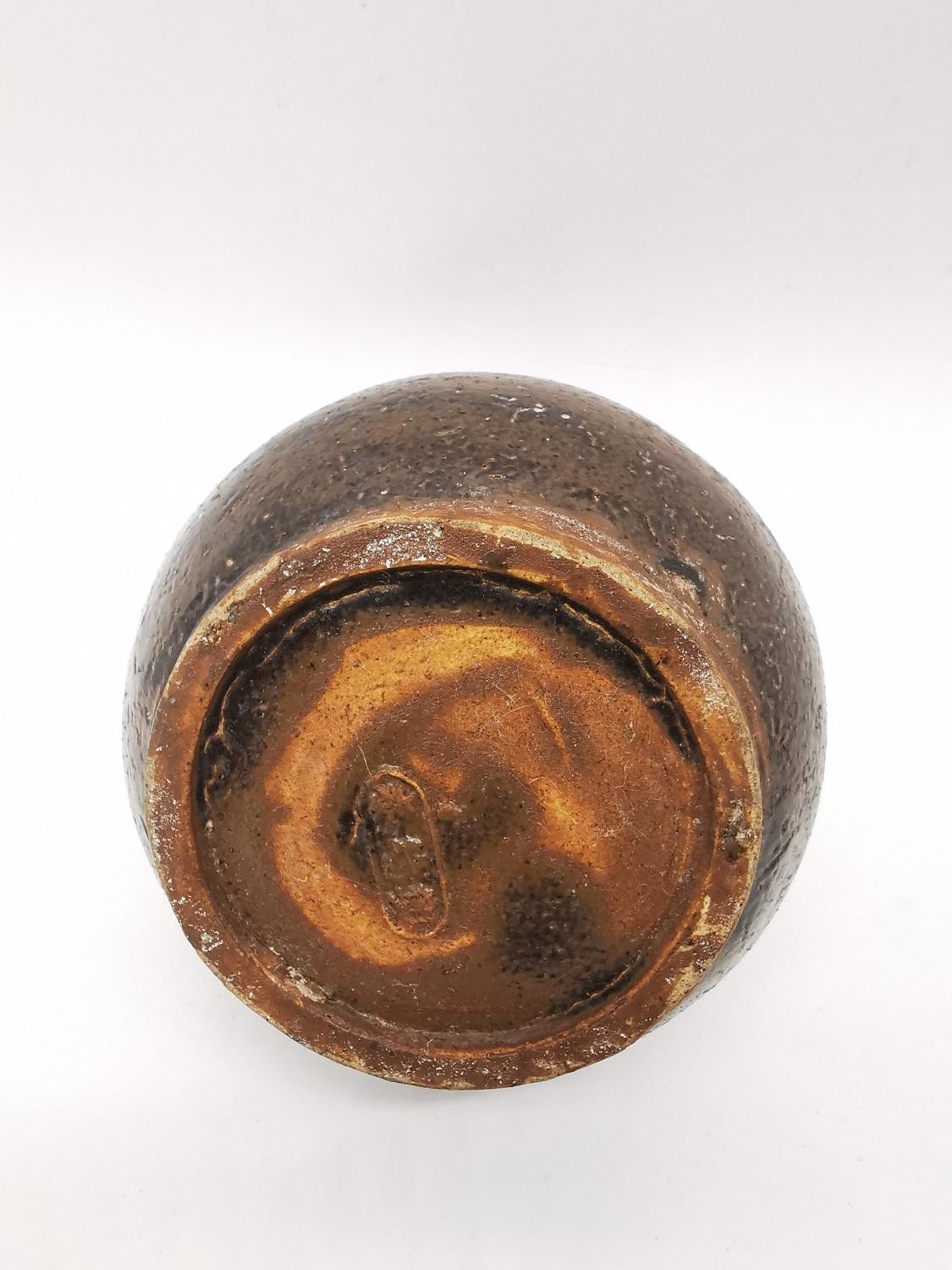 Three 20th century Japanese brown glaze bottle vases with raised character mark to the base. H.15cm - Image 4 of 11
