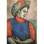 After Alexej von Jawlensky, Russian (1864 - 1941), an oil on canvas depicting a lady wearing a fruit