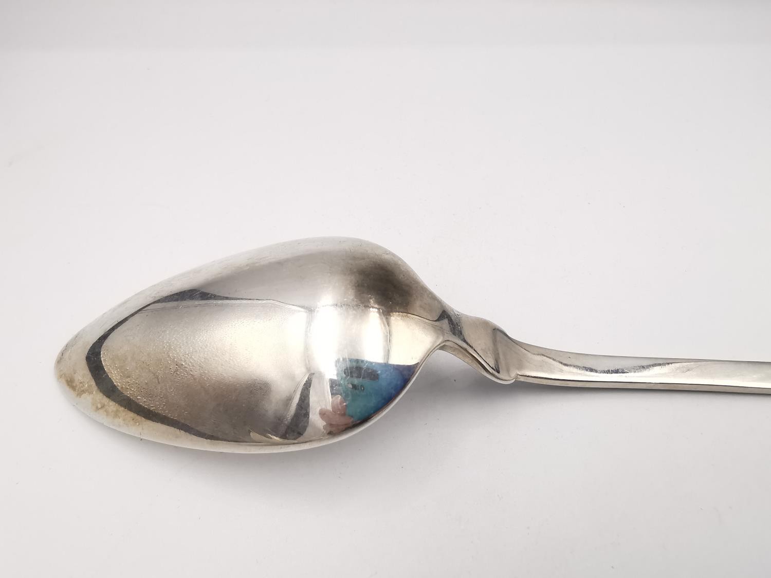 Four 19th century Austrian silver serving spoons with engraved monograms. Austrian silver assay mark - Image 6 of 6