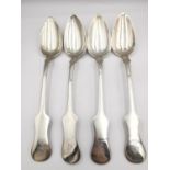 Four 19th century Austrian silver serving spoons with engraved monograms. Austrian silver assay mark