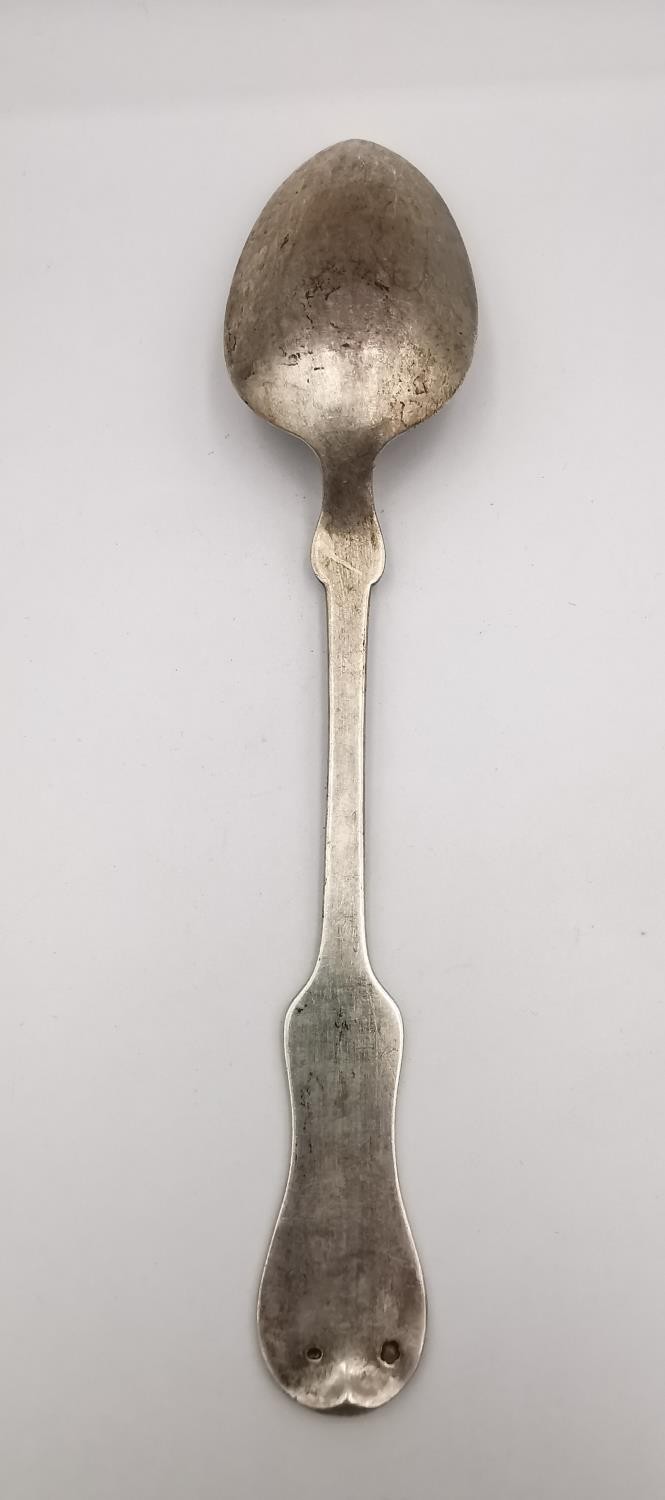 A large 19th century Austrian silver ladle and three matching serving spoons. Hallmarked with - Image 6 of 7