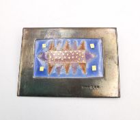 Sheila R. McDonald - A silver and coloured cloisonne enamel abstract design rectangular brooch.