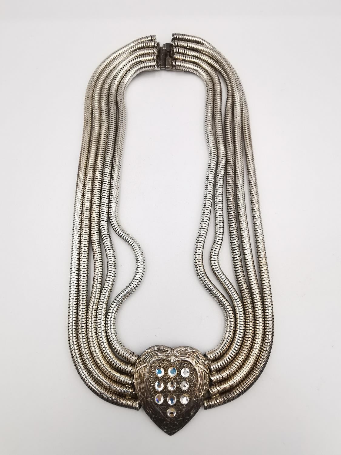 A collection of silver and white metal necklaces and chains, including a white metal snake chain and - Image 2 of 13