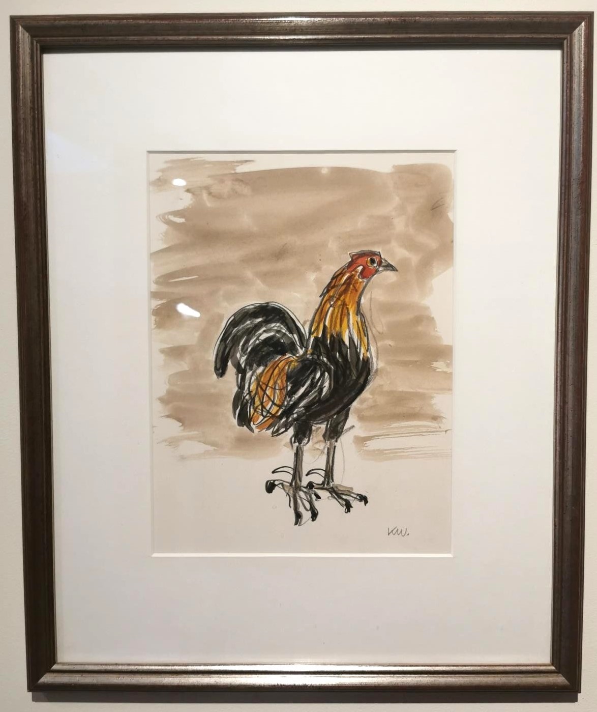 Sir Kyffin Williams, RA, British, (1918 - 2006), watercolour and pencil on paper of a rooster, - Image 2 of 4