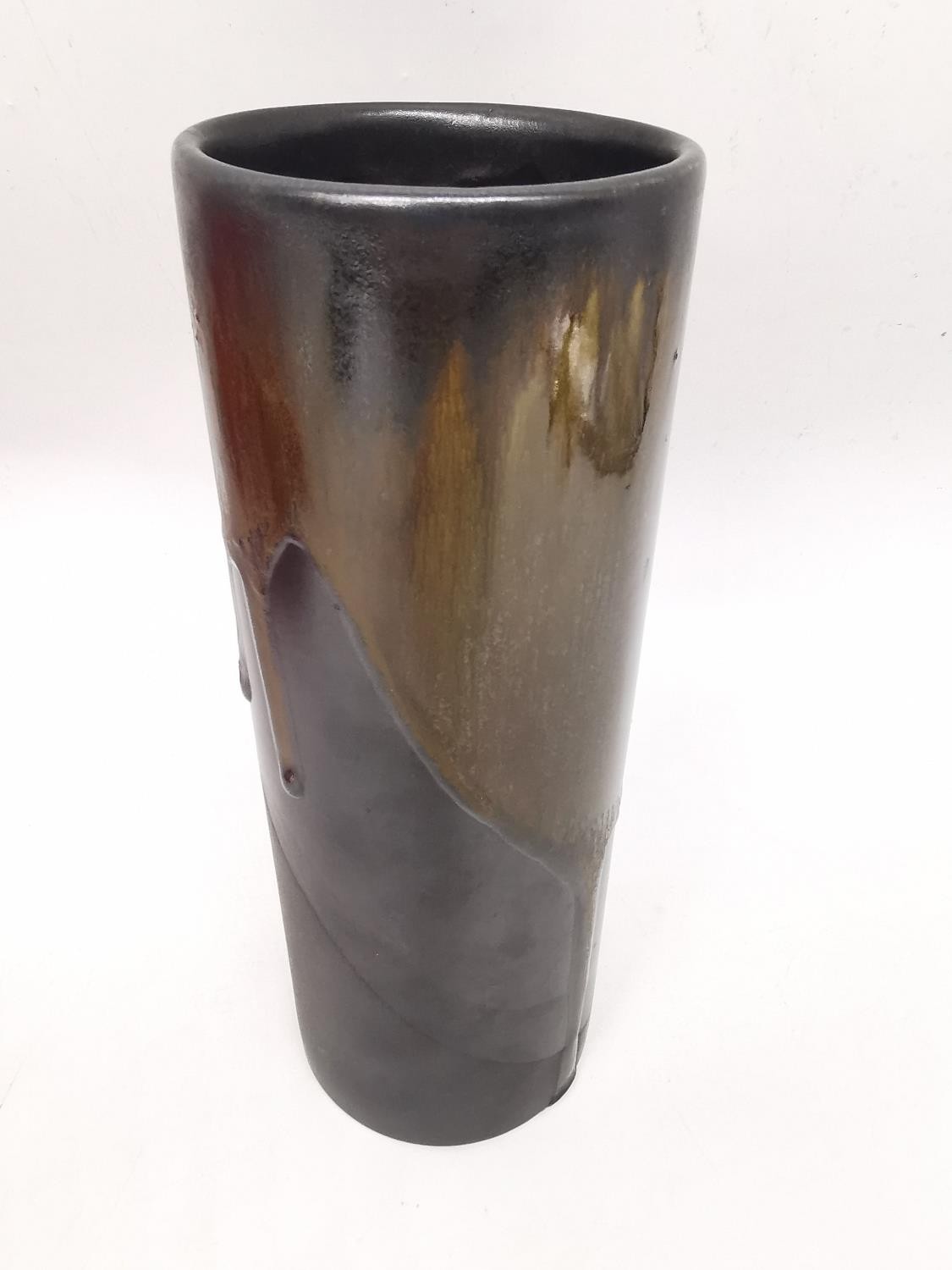 Jan Bontjes van Beek, Dutch, (1899 - 1969), a cylindrical black glaze and brown drip glaze art - Image 2 of 6